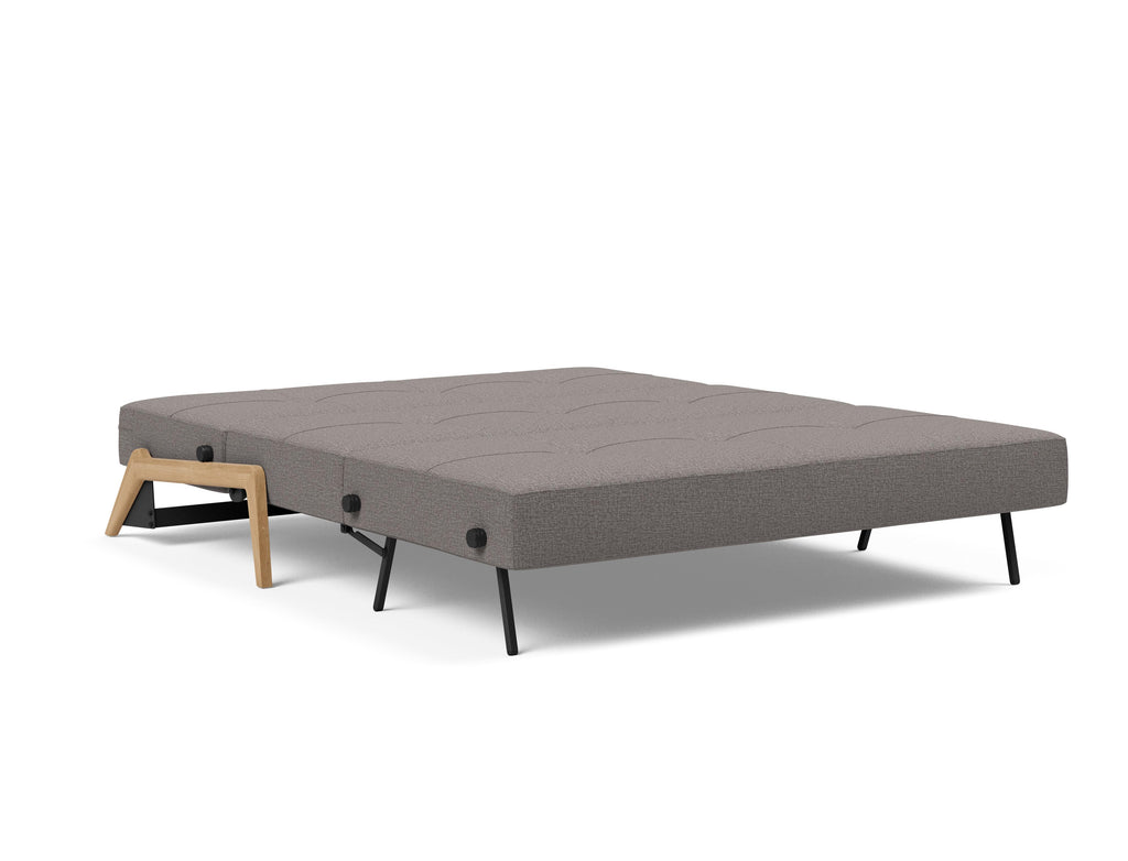 Cubed Queen Size Sleeper Sofa With Dark Wood Legs 521