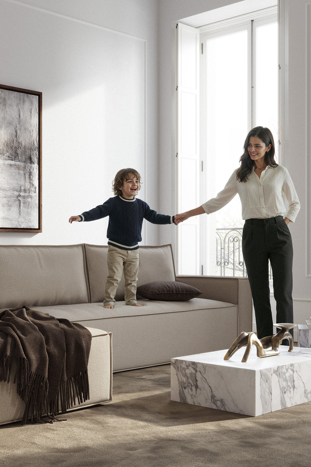 Newilla Sleeper Sofa With Lounger with Slim Arms 257