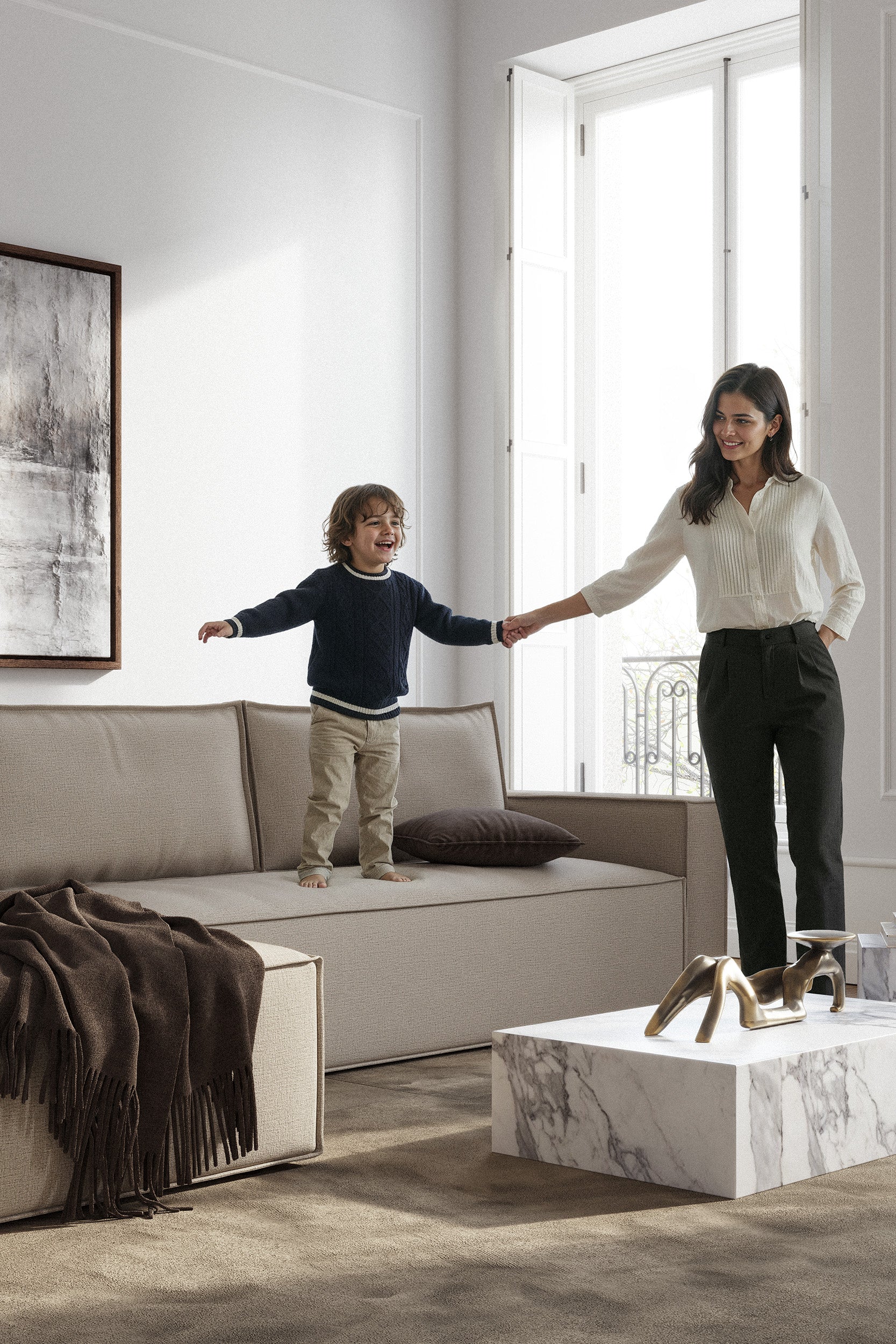 Newilla Sleeper Sofa With Lounger with Slim Arms 257