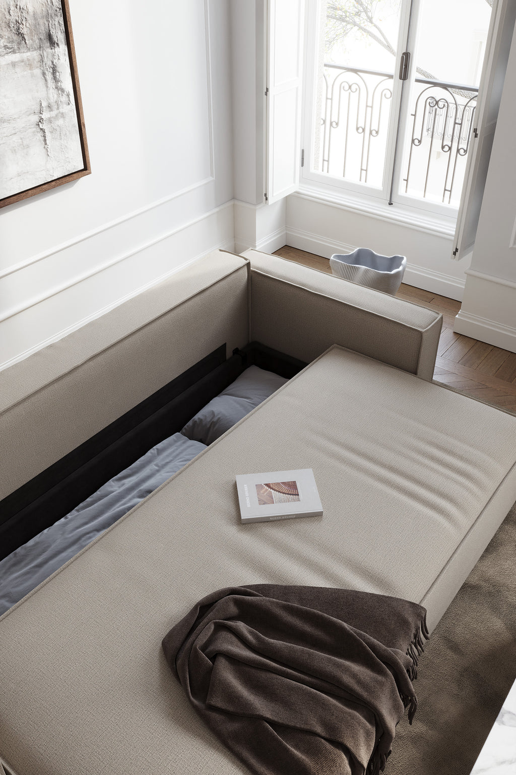 Newilla Sleeper Sofa With Lounger with Slim Arms 257