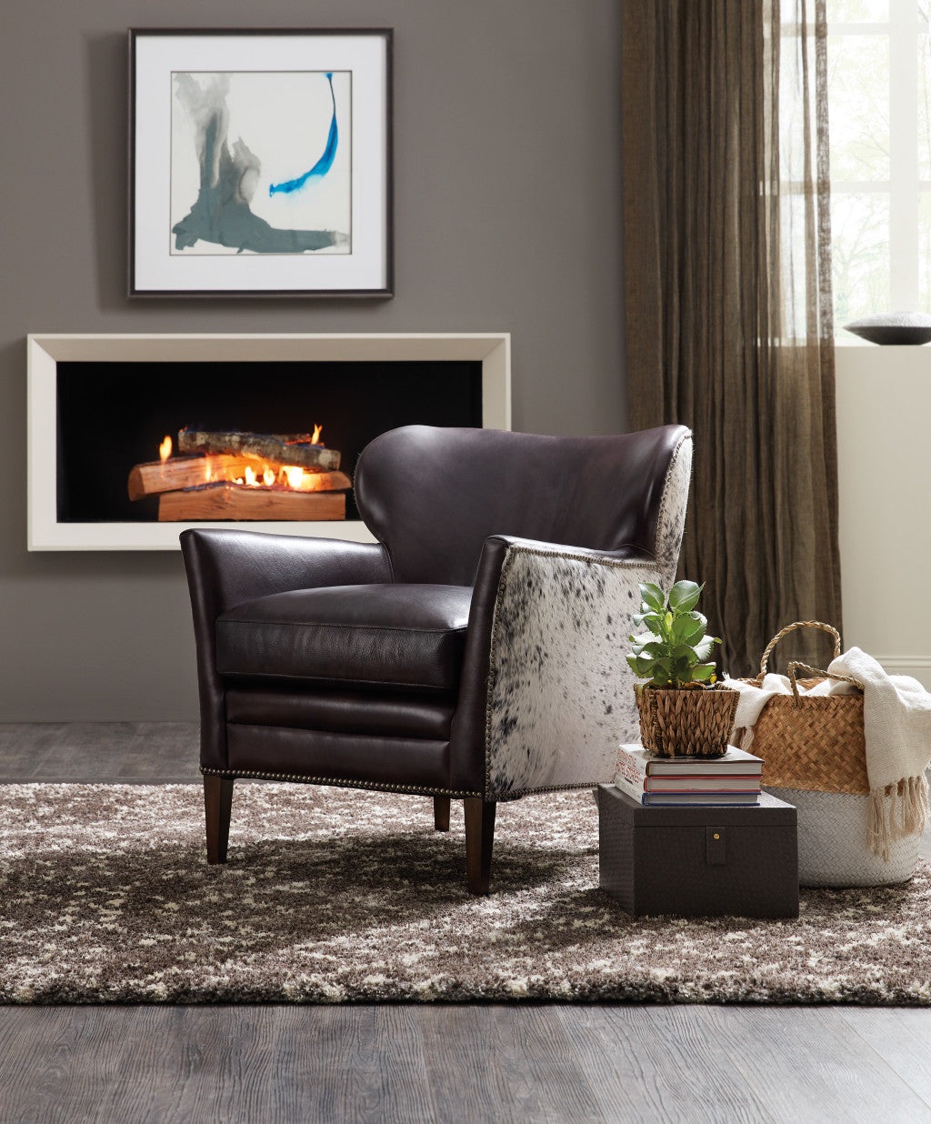 Kato Leather Club Chair with Salt Pepper HOH