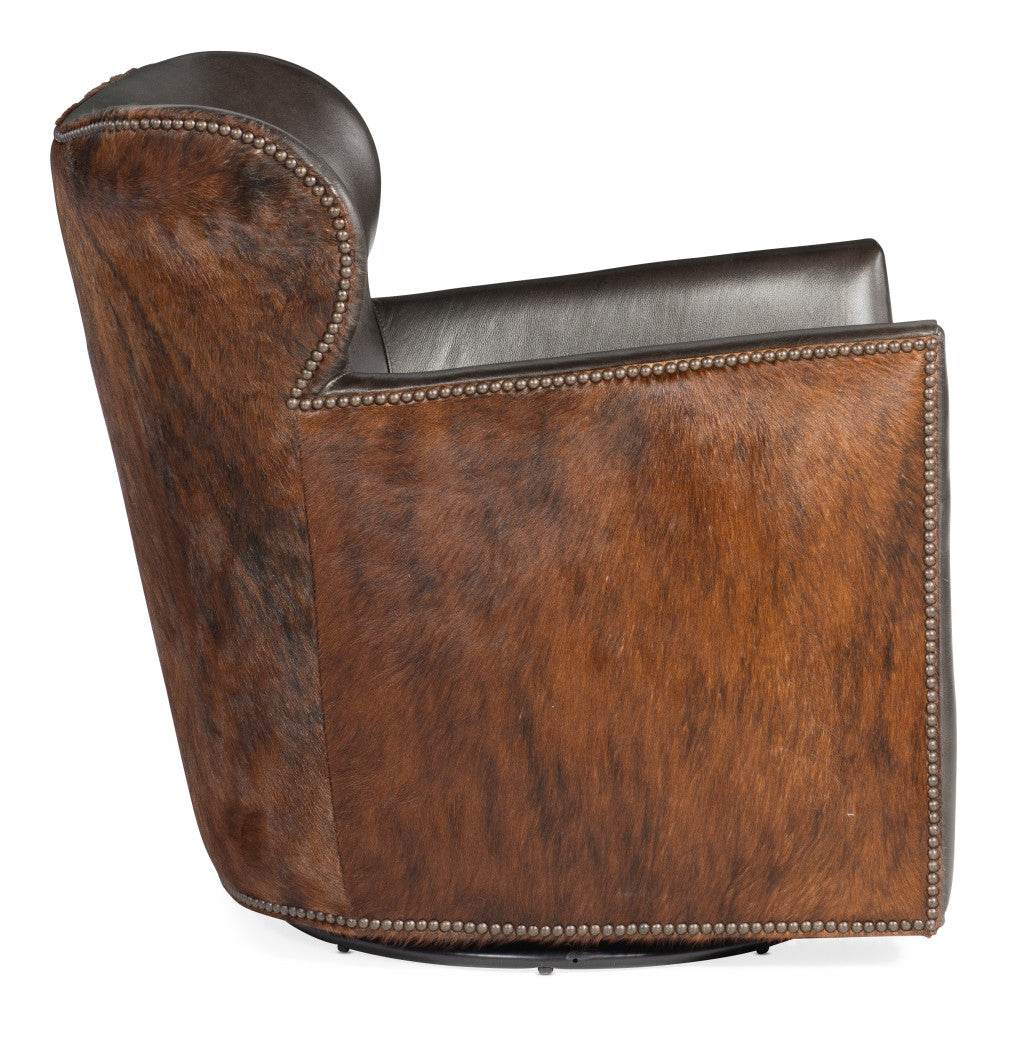 Kato Leather Swivel Chair with Dark HOH