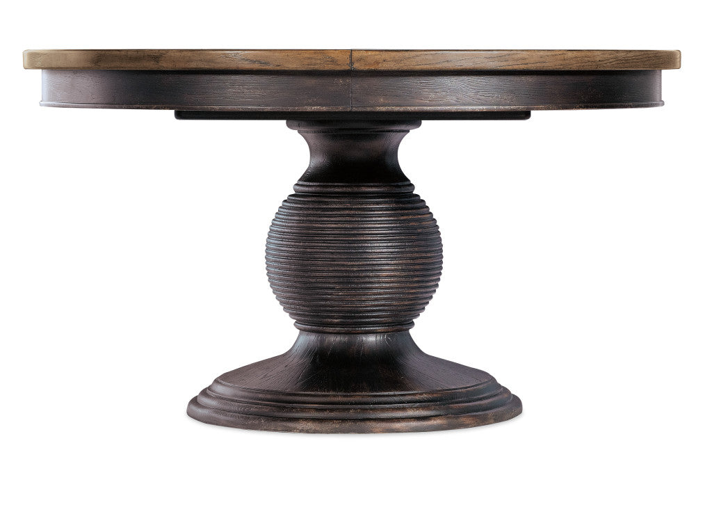 Americana Round Pedestal Dining Table with 1-22in Leaf